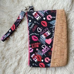 Handmade Valentine Wristlet With Rhinestone Lips Pin Valentine's Day